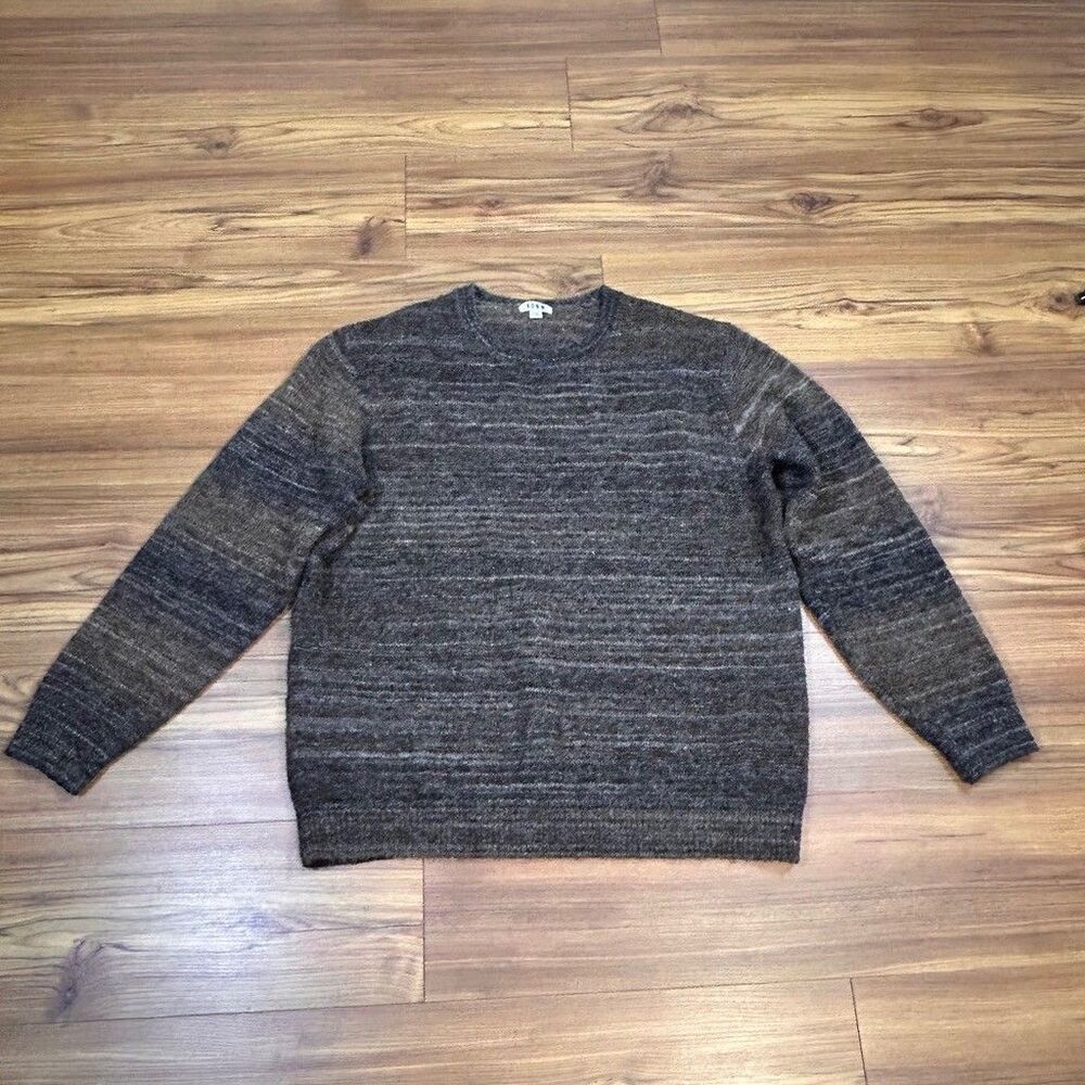 ROWM Sweater Mens XXL Brown Gray Space Dye Knit Crewneck Pullover